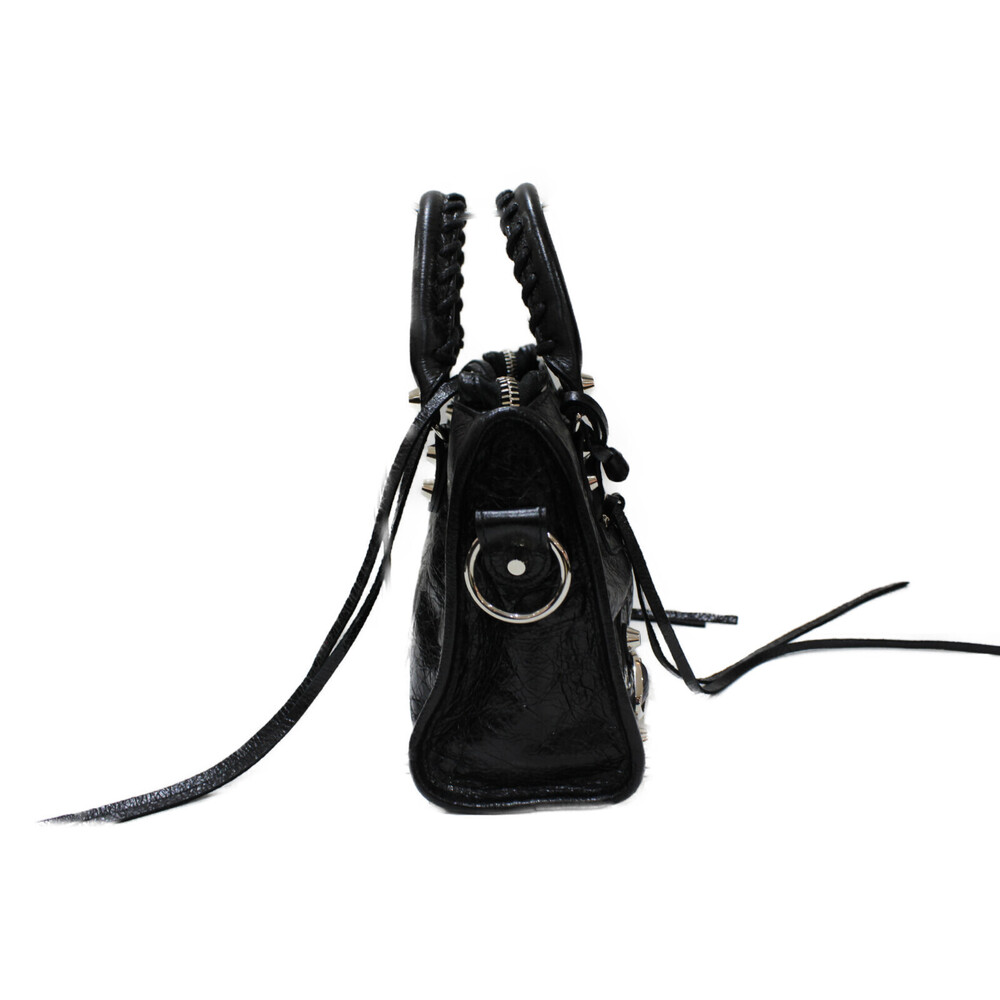 BALENCIAGA City Leather Black Handbag Shoulder Bag Strap Mirror - Picture 3 of 7